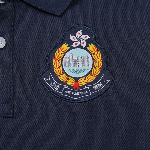 刺繡警徽藍色POLO衫（彩色警徽)